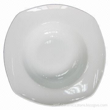 Square Soup Plate with 12-inch Top Diameter, Customized Designs and Colors Accepted